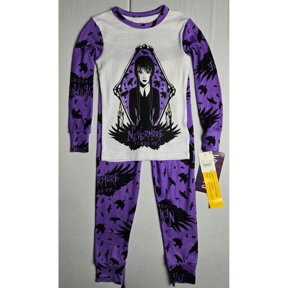 Wednesday Other - Wednesday Addams Nevermore Academy Pajama Set Kids Size 4 Purple Raven NWT